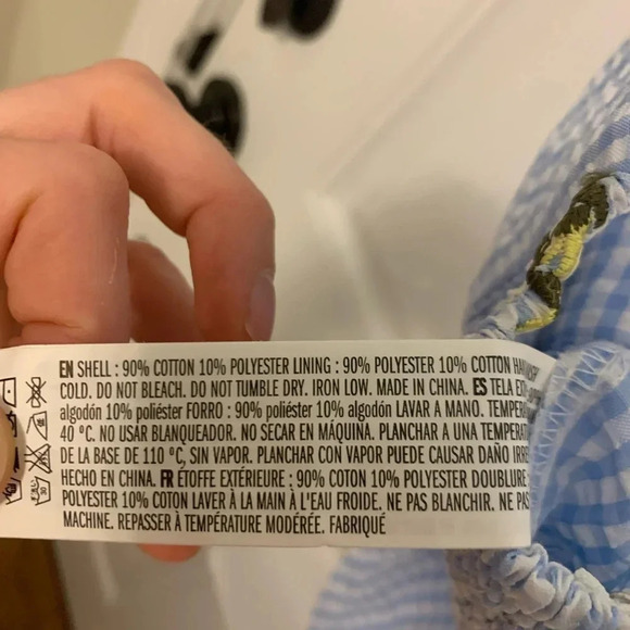 English Factory Blue and White Gingham Crop Top with Embroidery Size S NWT - Picture 6 of 6